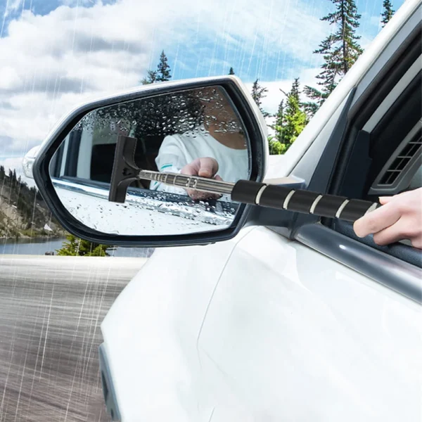 Car Rearview Mirror Wiper Stainless Steel Telescopic Retractable Layered Brush Head Window Wash Cleaning Brush Handheld 2