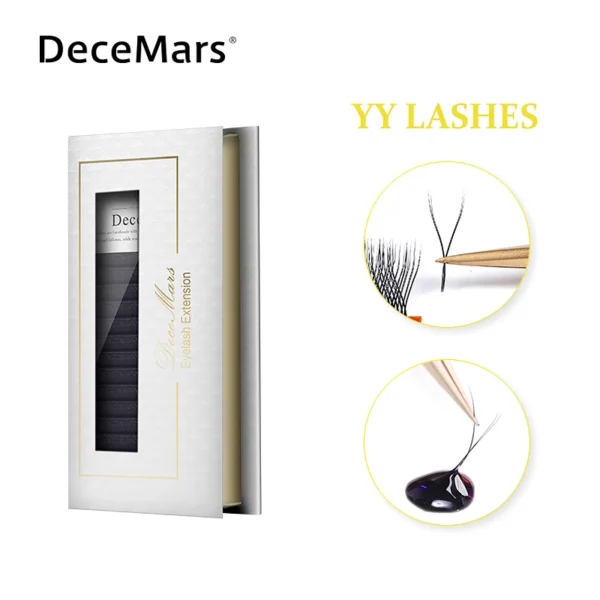 DeceMars YY Shape Black Brown Eyelashes Extensions Two Tip Lashes C D Curl High Quality Idividual