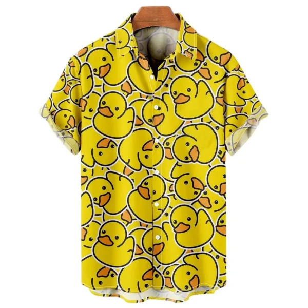 Duck 3d Print Shirts Men Fashion Hawaiian Shirt Short Sleeve Casual Beach Shirts Boys Single Breasted