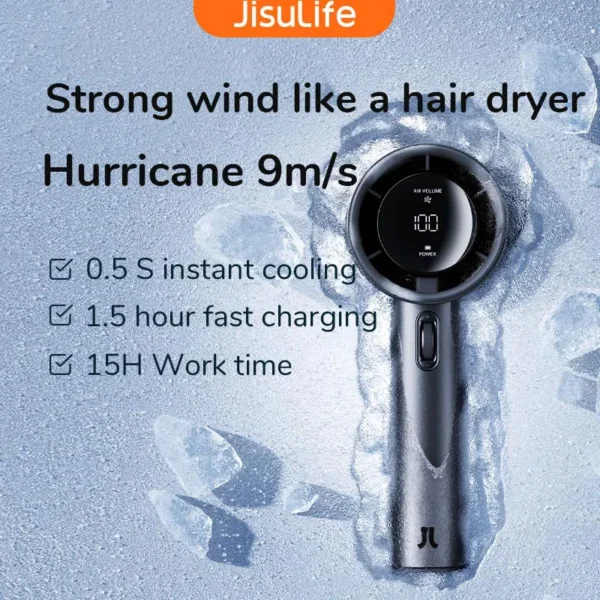 JISULIFE Portable Hand Fan 100 Wind Speeds Mini Bladeless Handheld Fan USB Rechargeable Personal Fans Electric