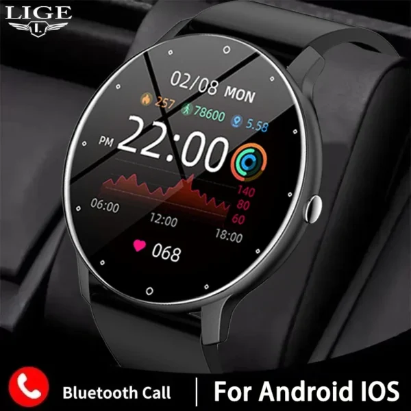 LIGE 2024 Smart Watch Men 1 28 Full Touch Bracelet Fitness Tracker Sports Watches Bluetooth Call
