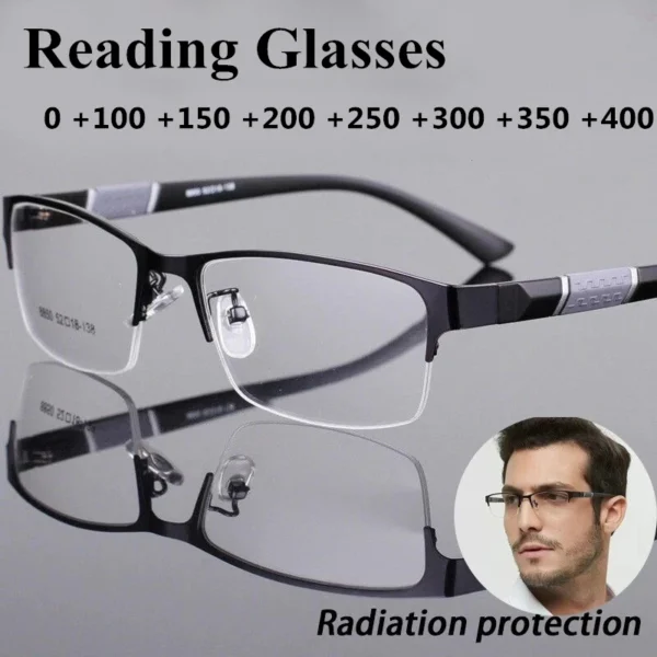 Men Reading Glasses Retro Business Hyperopia Glasses Anti Blue Light Reading Glasses 0 1 0 To