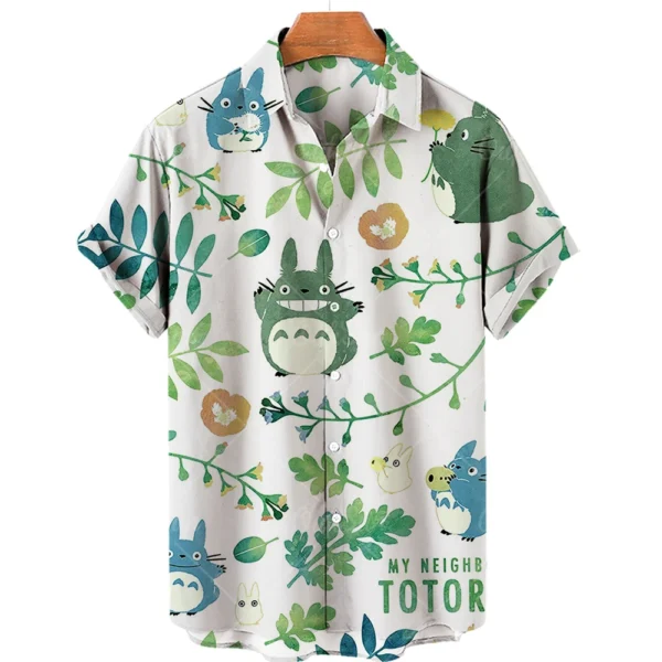 Men s Oversized Hawaiian Short Sleeve Shirt Cartoon Social Top Print Harajuku Flower Casual Retro Boy