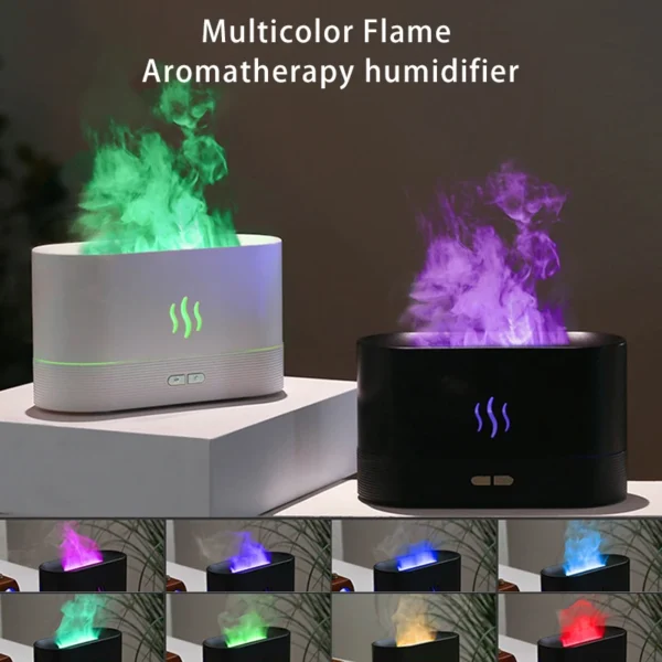 Portable Cool Mist Usb Led change color room h2o air fire flame humidifier Aroma Essential Oil