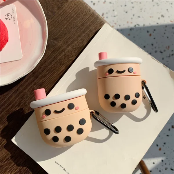Shock and fall prevention 3D Boba Tea Silicone Case for Apple Airpods 1 2 3 Pro