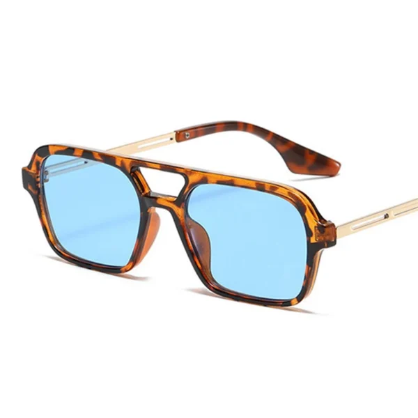 Small Frame Square Sunglasses Woman Brand Designer Fashion Luxury Sun Glasses Female Vintage Hollow Leopard Blue