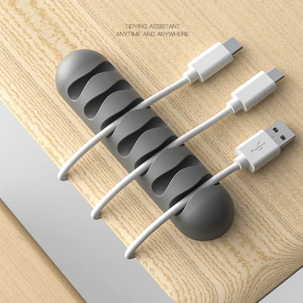 Smart Cable Holder Silicone Flexible Cable Winder Wire Organizer Holder Cord Management Clip for USB Earphone
