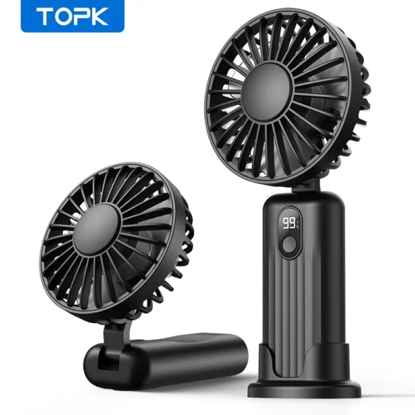 TOPK 5000mah Mini Portable Fan USB Desk Electric Fan Small Personal hand Fan with USB Rechargeable