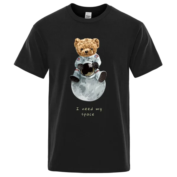 Teddy Bear Imitates American Astronaut Men Women T Shirts Loose T Shirts Cotton Comfortable T Shirt