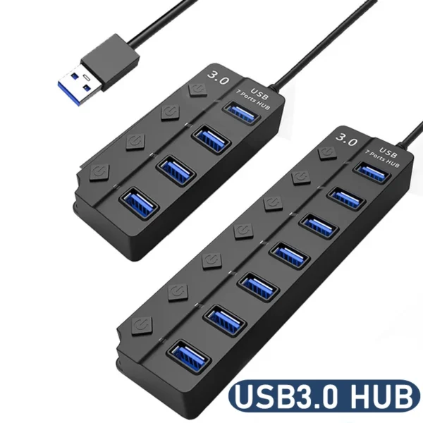 USB 3 0 Power Adapter 4 7 Port Multi USB Splitter Hub USB Hub 2 0