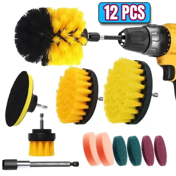 12 4 Pcs Electric Drill Brush Kit scrubber Cleaning Brush For Carpet Glass Car Kitchen Bathroom