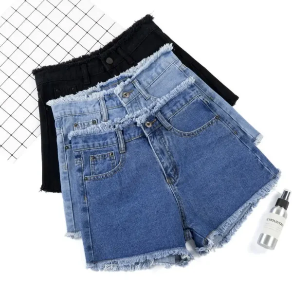 2024 Summer Woman High Haist Jeans Shorts Fashion Rough edges Denim Short Pants Schoolgirl Casual Pants