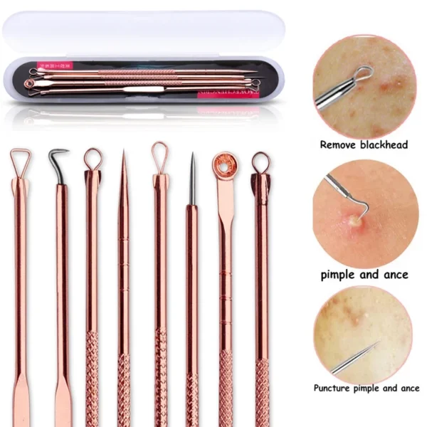 4pcs pack Blackhead Remover Tool Washable Stainless Steel Blackhead Extractor Face Pimple Cleaning Tools Skin Care