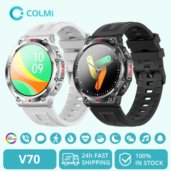 COLMI V70 Smartwatch for Men Ultra big HD AMOLED Screen Bluetooth Call Watch Health and Fitness