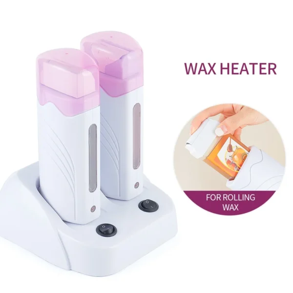 Dual Base Electric Wax Heater Set Double Base Depilatory Heater Hair Removal Waxing Warmer Roll on