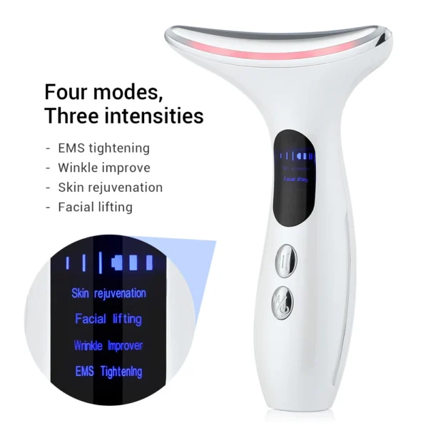 EMS Microcurrent Face Neck Beauty Device LED Photon Firming Rejuvenation Anti Wrinkle Thin Double Chin Skin 4