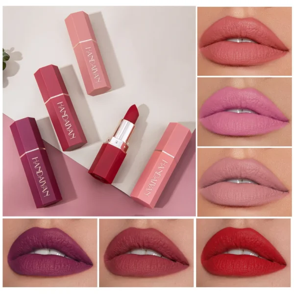 HANDAIYAN 6 Colors Matte Lipstick Beauty Lip Gloss LippenstiftTinted Balm 24 Hours Waterproof Free Shipping Makeup 1