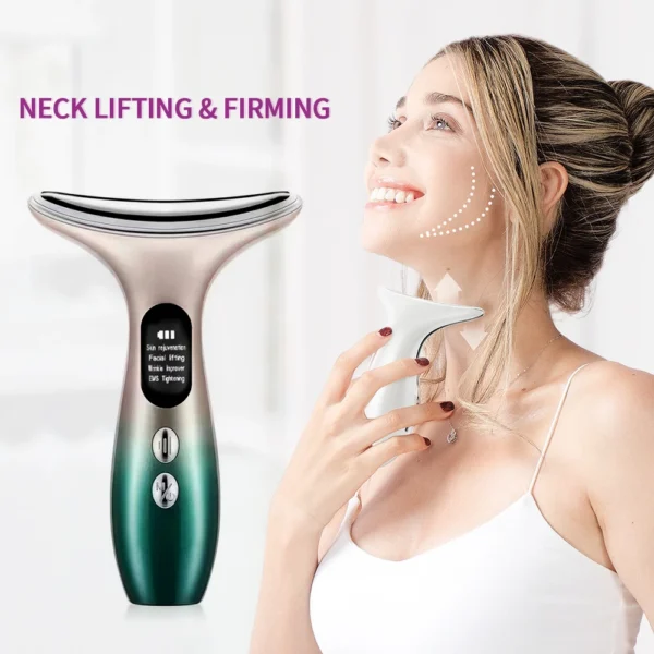 Neck Face Massage EMS Double Chin Remover V Line Chin Lift Up 3 Colors LED Devices