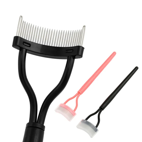 New Black Pink Eyelash Curler Metal Eyelash Brush Comb Portable Lash Separator Foldable Mascara Curl Beauty