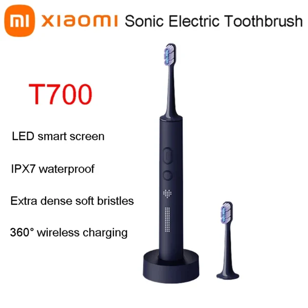 XIAOMI MIJIA T700 Sonic Electric Toothbrush Teeth Whitening Ultrasonic Vibration Oral Cleaner Brush Smart APP LED